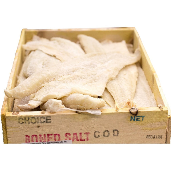 dried cod fish in a box Salt Cod “Bacalao”